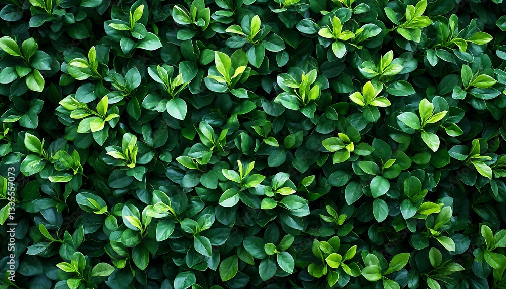 Green leafy plant foliage presents a dense and vibrant background texture Green leafy plant foliage presents a dense and vibrant background texture