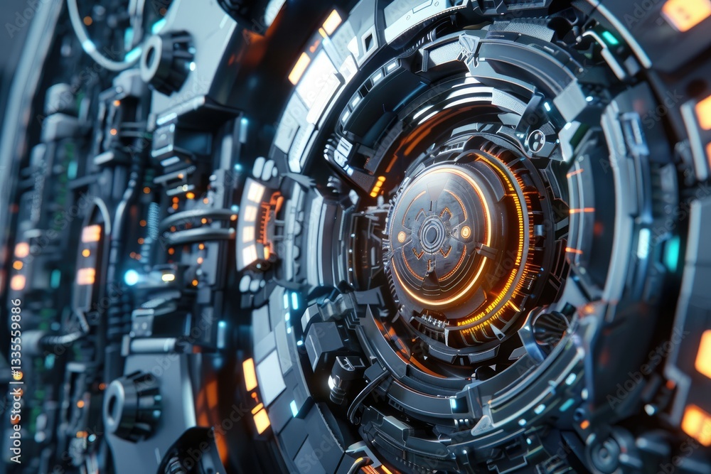 3D Rendering, a Defense Shield with Technological Backgroundhigh Detail, 8K 3D Rendering, a Defense Shield with Technological Backgroundhigh Detail, 8K