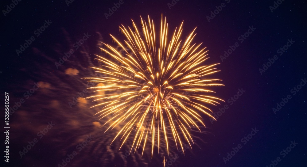 Spectacular Golden Fireworks Display at Night Celebration Event Spectacular Golden Fireworks Display at Night Celebration Event