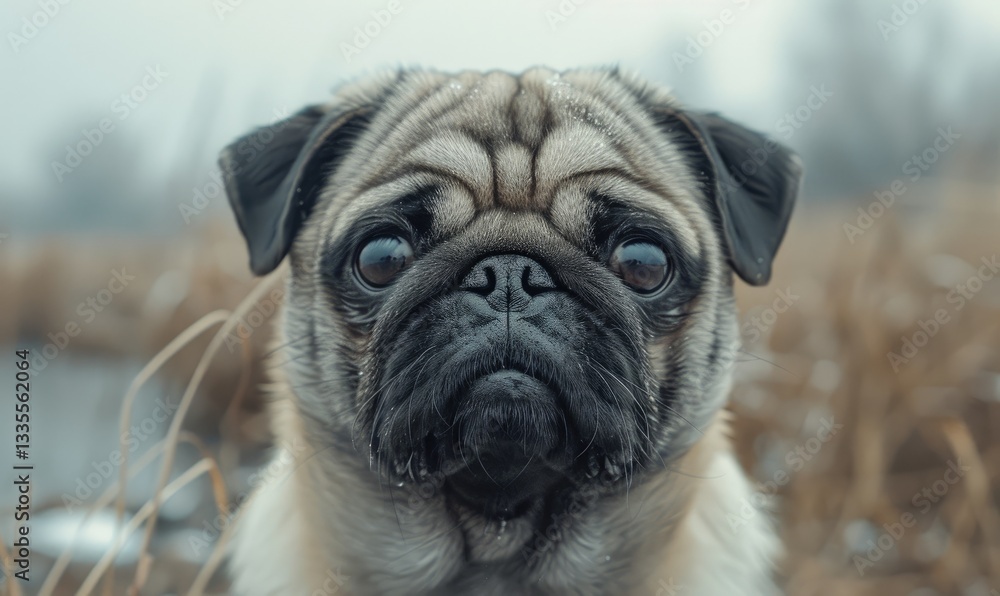 Obraz premium Adorable pet dog wallpaper with cute facial and body fur Generate AI