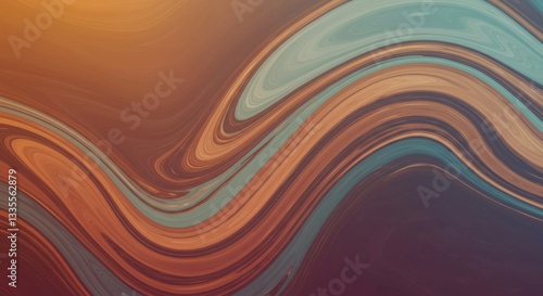 Abstract Swirling Liquid Marble Texture Background Brown Teal Orange Wave Pattern Design
