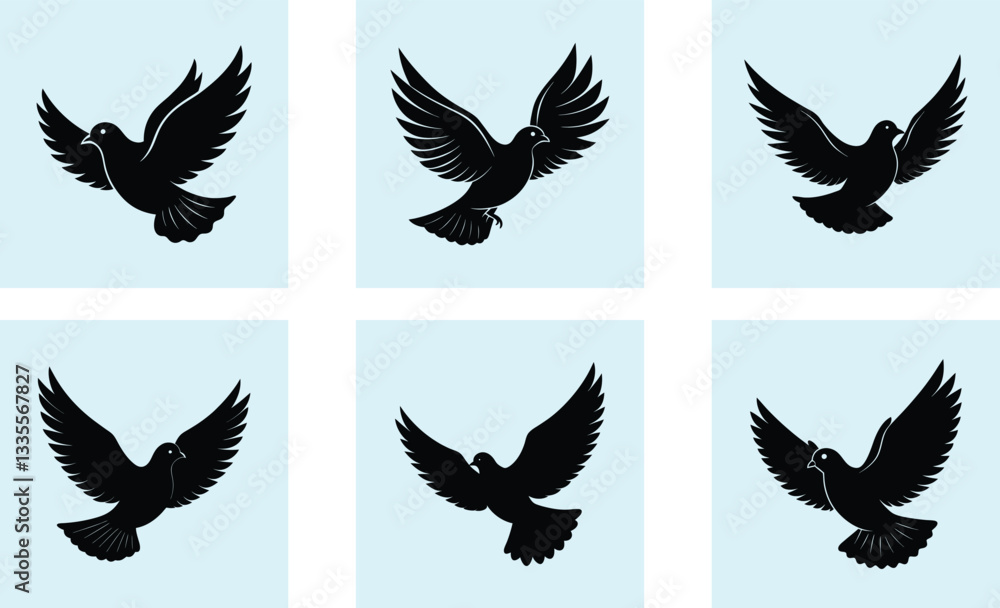 Obraz premium Flying Dove Silhouette vector