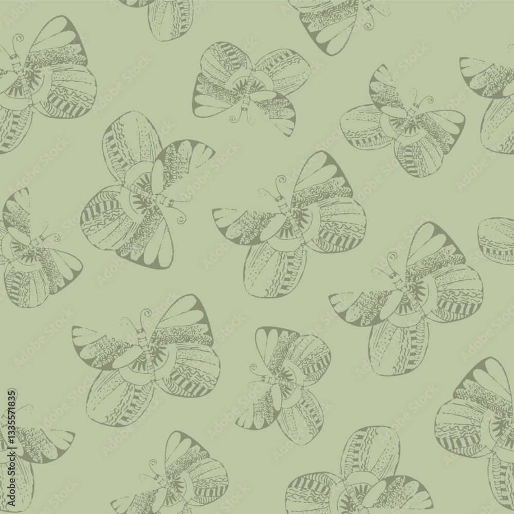 seamless green textured pattern with butterflies seamless green textured pattern with butterflies