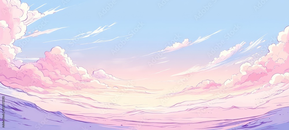 Fototapeta premium Dreamy Sky at Dusk, Pastel colors