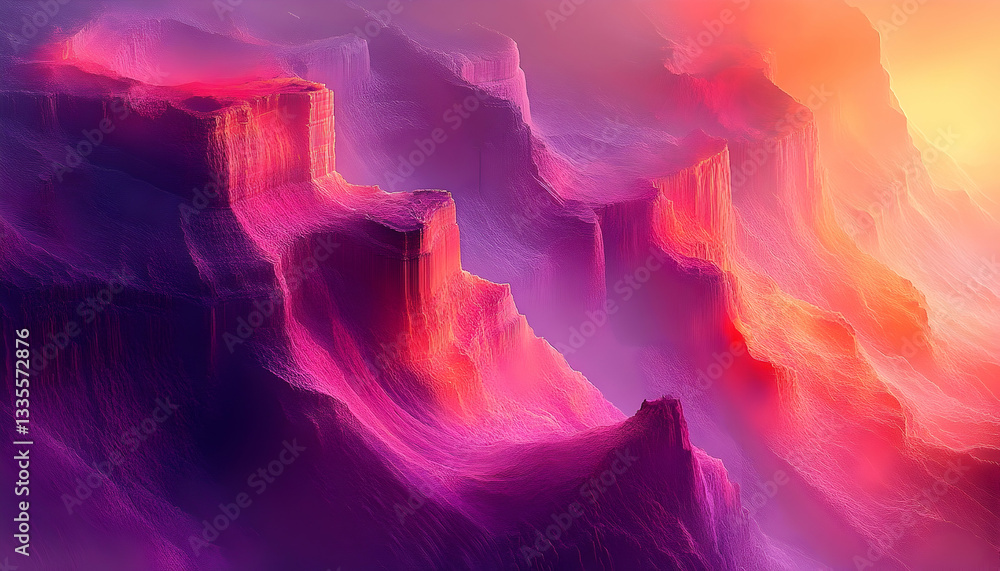 Obraz premium Vibrant, colorful mountain range landscape