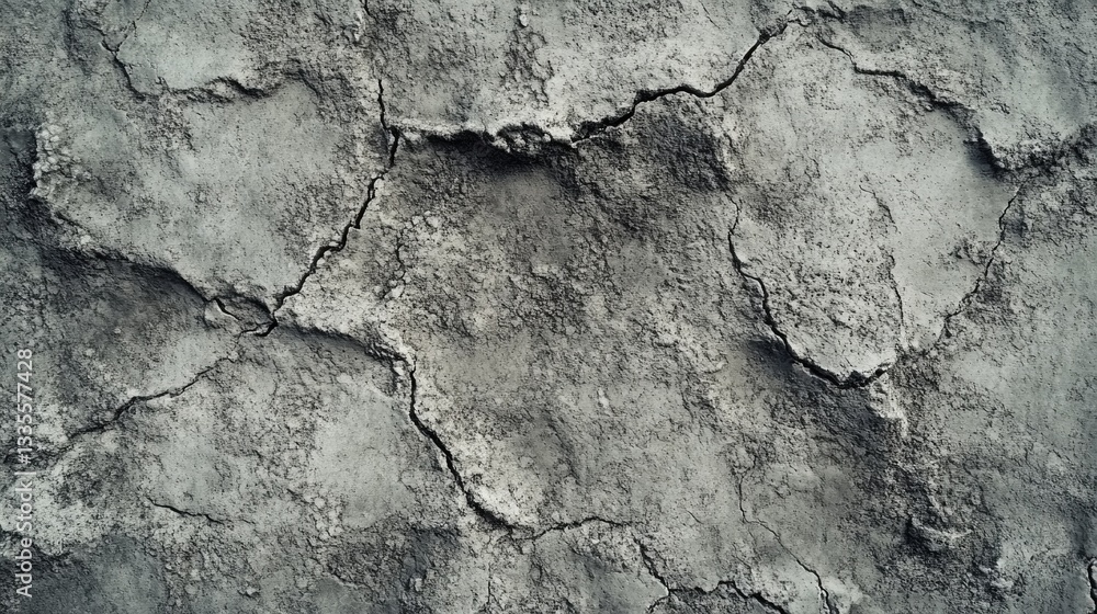 Obraz premium Detailed image showcasing a cracked and weathered gray textured surface