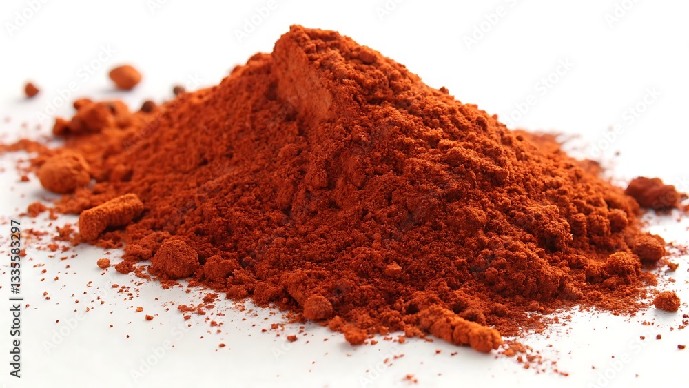 A Vibrant Mound Of Paprika, Rich Red And Textured, Hinting At Spicy Warmth And Culinary Adventures Against A Stark White Background A Vibrant Mound Of Paprika, Rich Red And Textured, Hinting At Spicy Warmth And Culinary Adventures Against A Stark White Background