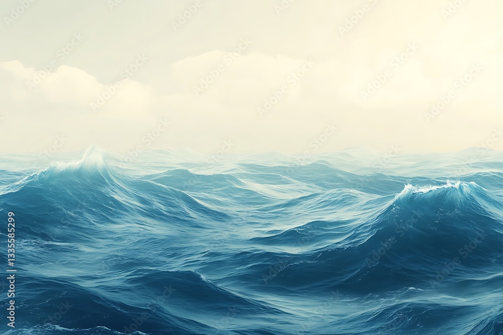 Majestic Ocean Waves in a Serene Landscape Majestic Ocean Waves in a Serene Landscape