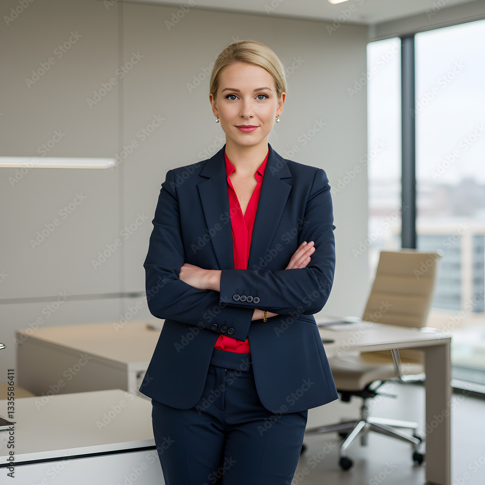 Businesswoman standing confidently in an office Businesswoman standing confidently in an office