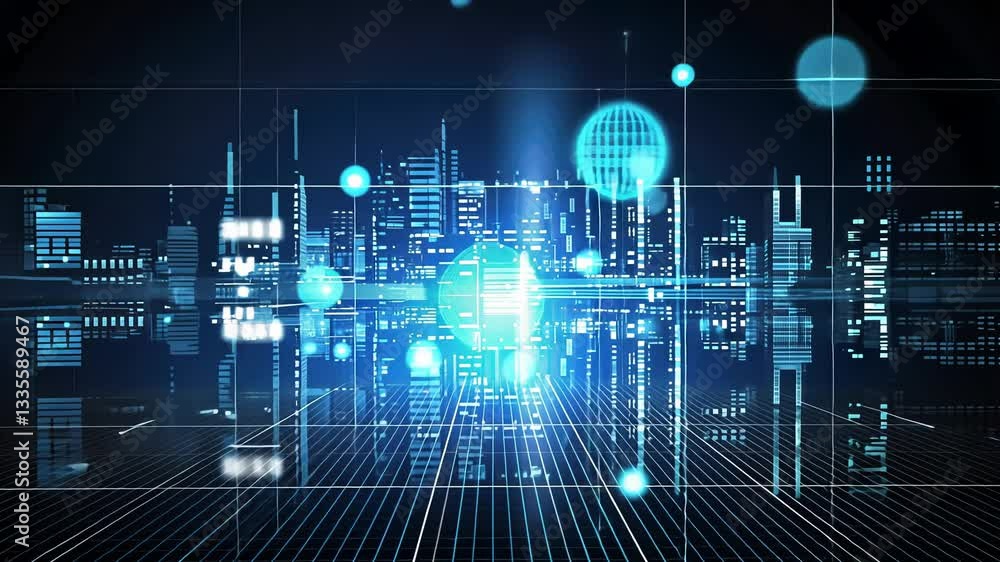 Futuristic digital city, abstract technology concept Futuristic digital city, abstract technology concept