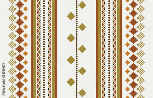Ethnic tribal colorful stripe background. Seamless tribal pattern, folk embroidery, tradition geometric  ornament. Traditional design for fabric, textile, print, rug, paper