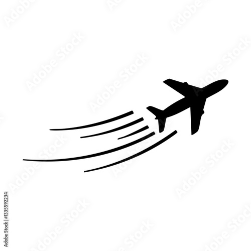 Airplane Takeoff Icon with Speed Lines