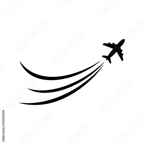 Fast Airplane Icon with Curved Speed Lines
