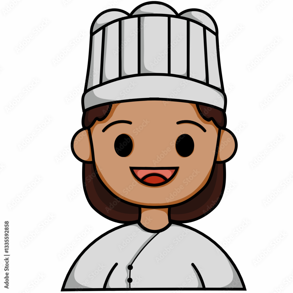 Obraz premium Simple female chef icon design with cute style, can be used as a cooking editing tool symbol.