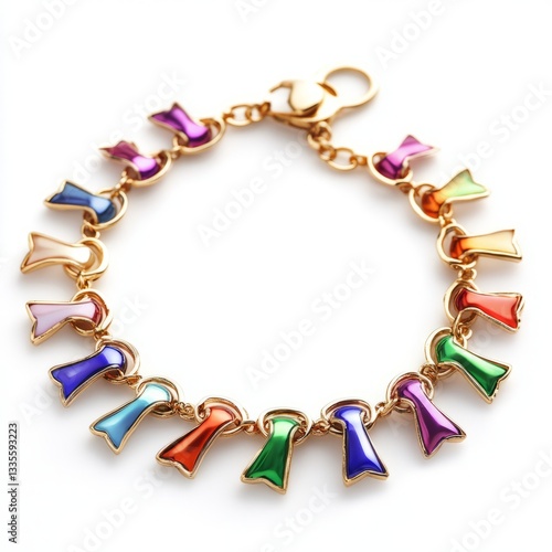Awareness bracelet with small ribbon charms isolated on white background