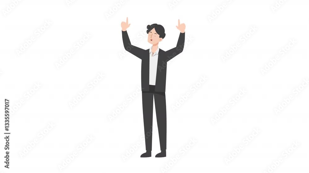 video man standing raise hand cartoon animation
video man standing raise hand cartoon animation