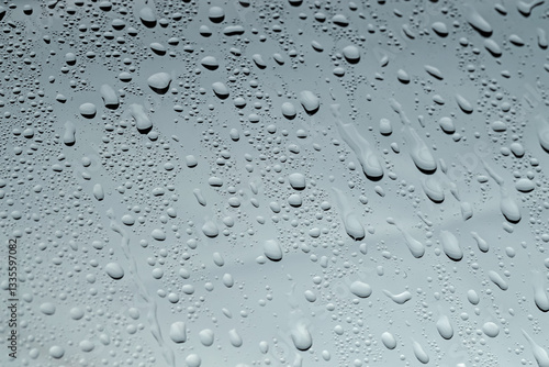 Wallpaper Mural Water drops on grey glass surface, closeup Torontodigital.ca