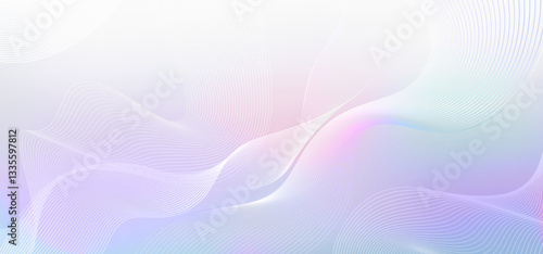 Abstract White Background with Pearl Waves. Blue, Pink, Purple, Silver and Gray Minimal Pattern with Line Texture. Elegant Light Gradient