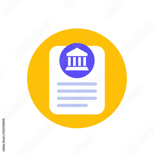 Bank document icon, flat vector