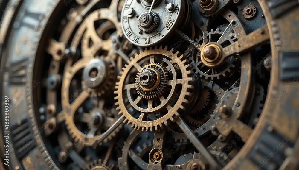 Obraz premium Intricate Steampunk Clockwork Mechanism