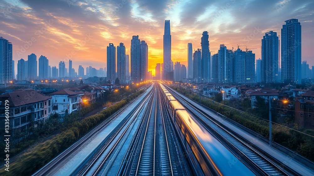 Fototapeta premium Urban Sunrise Transit