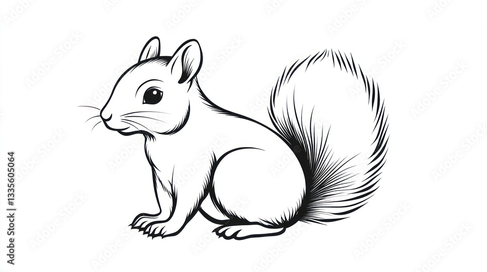 Simple outline drawing of a squirrel Simple outline drawing of a squirrel