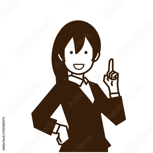 人差し指をたててチェックを促すビジネスマン・会社員・OL