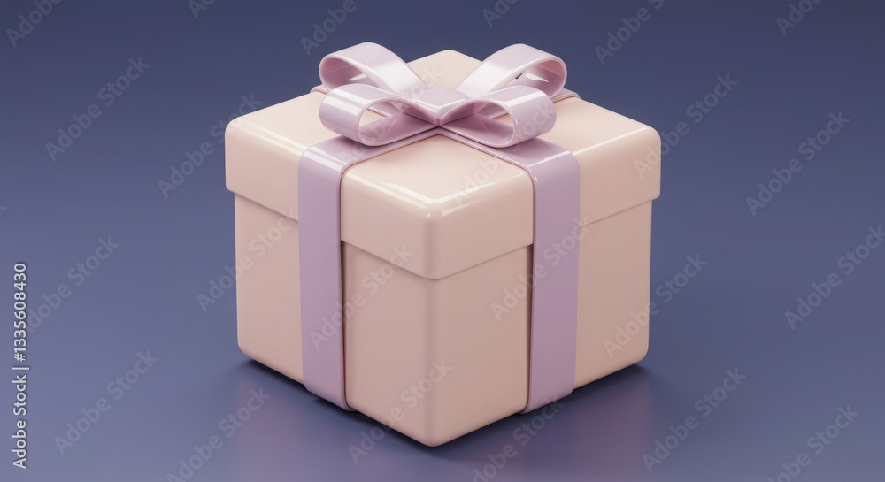 Obraz premium Pink gift box with lavender ribbon.
