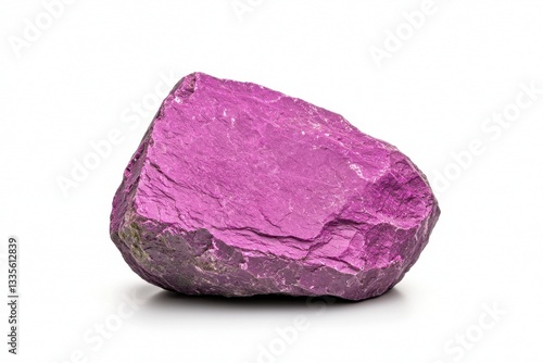 Vibrant Purple Rock Specimen on White Background