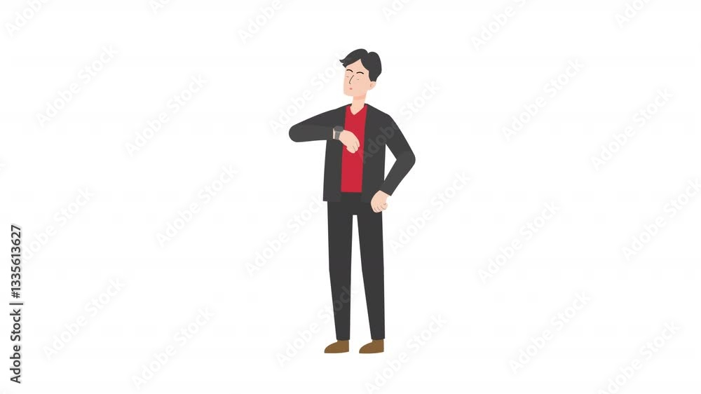 A man is looking at his wristwatch cartoon animation
A man is looking at his wristwatch cartoon animation