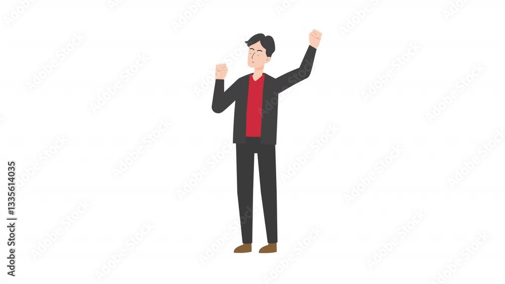 video man standing raise hand cartoon animation
video man standing raise hand cartoon animation