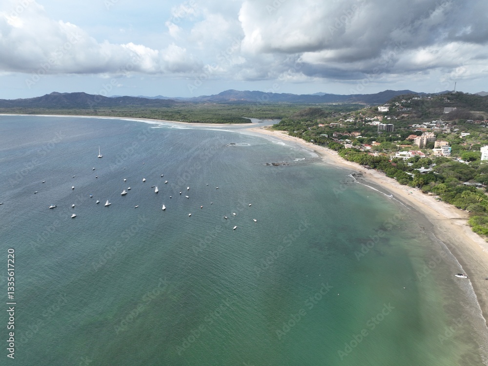 Sailboats rest off Tamarindo Beach, Costa Rica