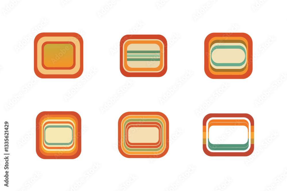 Retro-inspired layered square shapes in warm autumnal colors Retro-inspired layered square shapes in warm autumnal colors