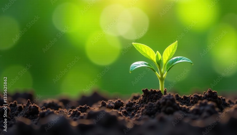 Fototapeta premium Tiny tomato plants sprouting, vibrant green leaves , eco, vine
