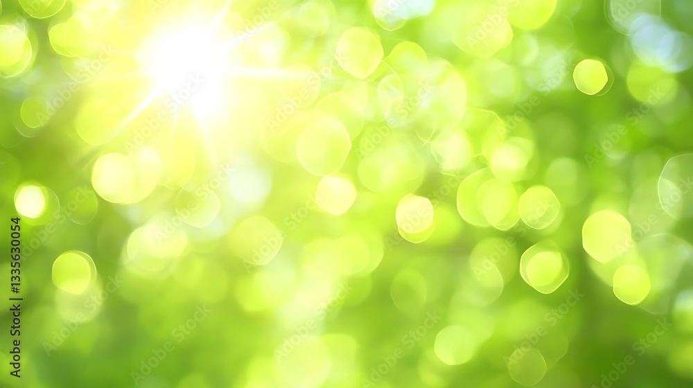 Obraz premium Sunlit Green Forest Bokeh