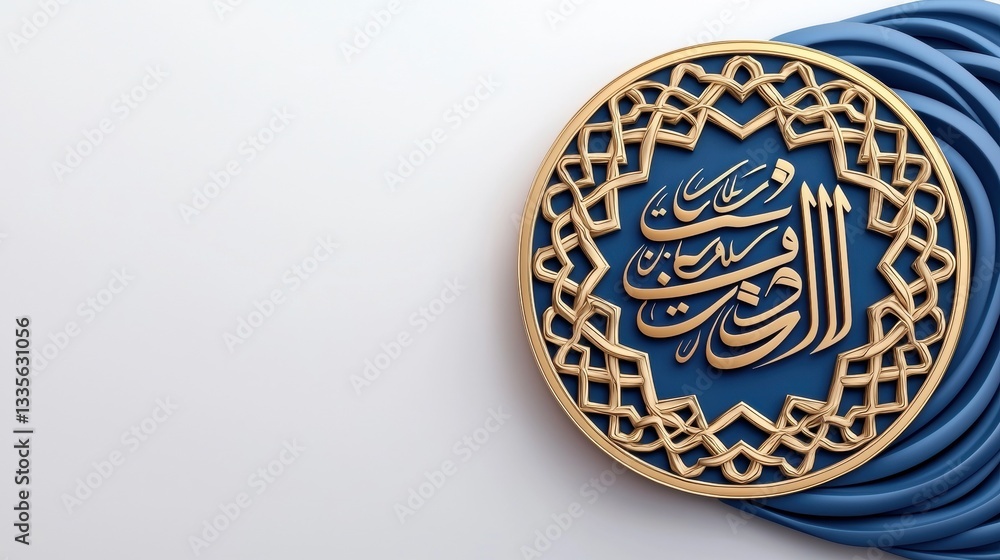 Elegant Blue and Gold Arabic Calligraphy Circular Design Elegant Blue and Gold Arabic Calligraphy Circular Design