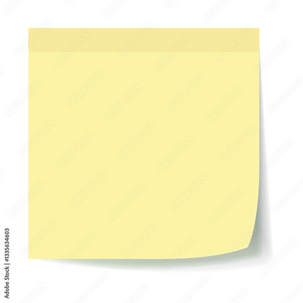 Yellow stick note paper sheet with shadow. 3D realistic vector illustration isolated on white. Yellow stick note paper sheet with shadow. 3D realistic vector illustration isolated on white.