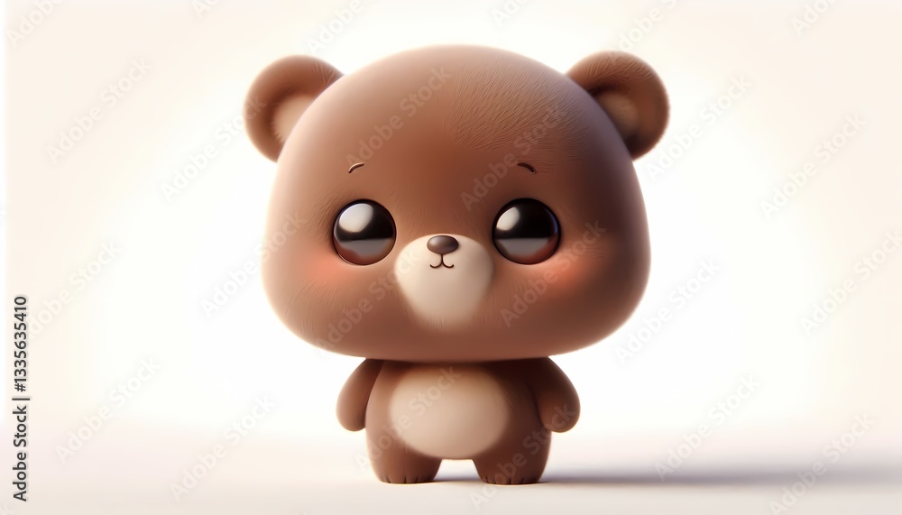 Obraz premium Charming 3D-style baby bear with friendly expression and cuddly look