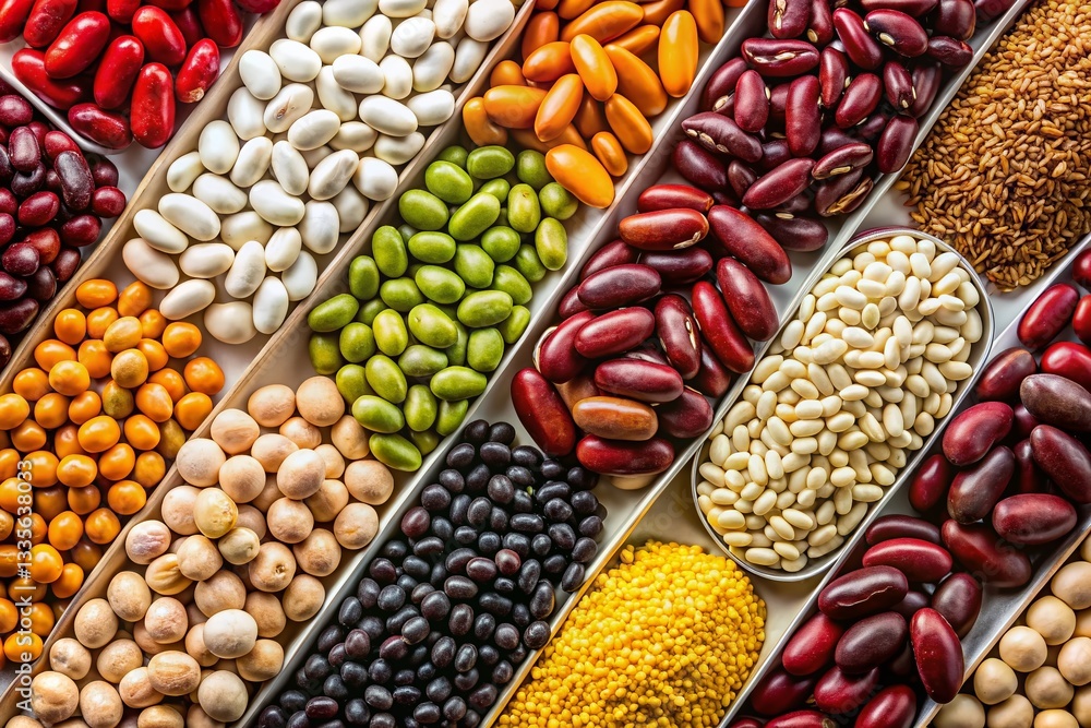 White Background Bean Photography: Close-up Still Life of Assorted Beans White Background Bean Photography: Close-up Still Life of Assorted Beans