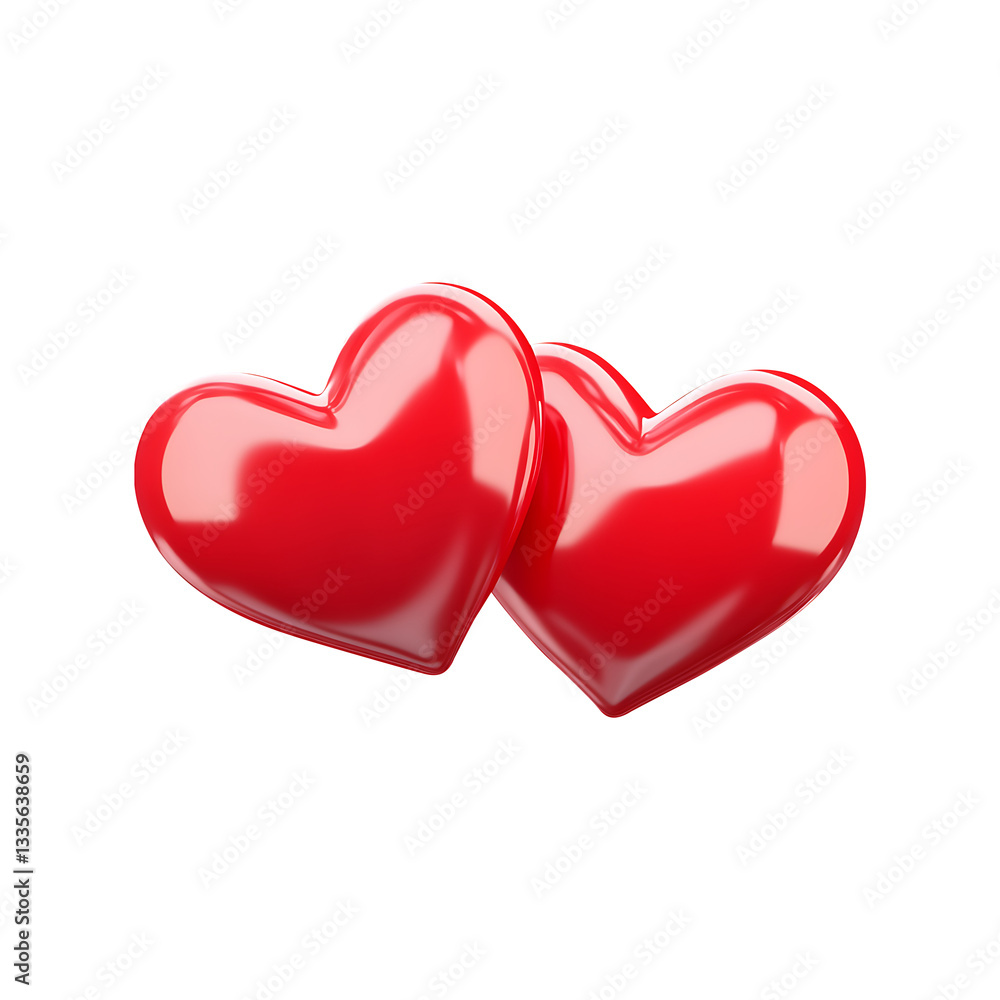 Fototapeta premium Romantic Red Velvet Heart-Shaped Plush with Intricate Textures, Love Symbol Isolated on transparent background.