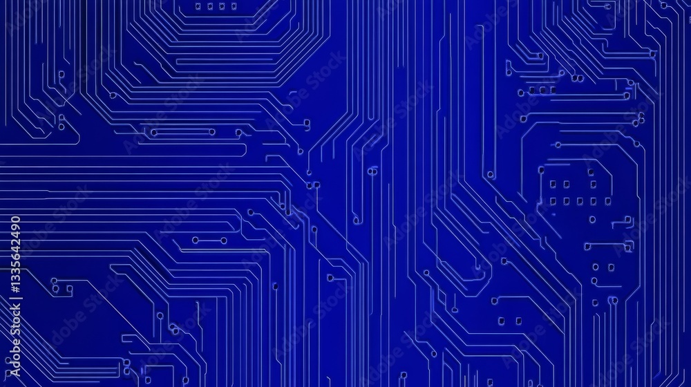 Intricate Circuit Board Design in Deep Blue Intricate Circuit Board Design in Deep Blue