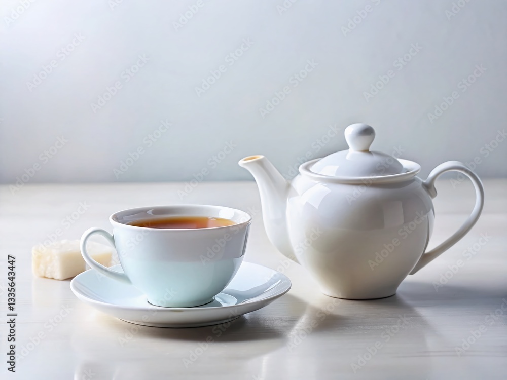 White Teacup & Teapot Mockup: Perfect for Tea Branding & Packaging Design White Teacup & Teapot Mockup: Perfect for Tea Branding & Packaging Design