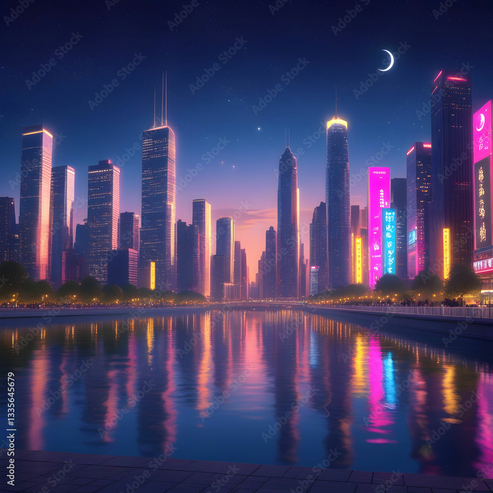 Fototapeta premium Scenic View Of City at night