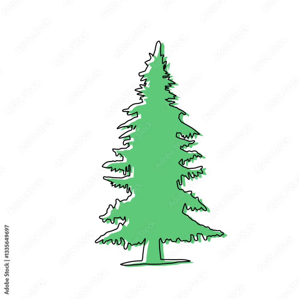 Minimalist Pine Tree Illustration with Organic Shape – Evergreen Forest, Nature, and Christmas Tree Vector Minimalist Pine Tree Illustration with Organic Shape – Evergreen Forest, Nature, and Christmas Tree Vector