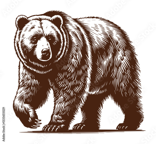 Grizzly bear vector silhouette image, ai generated image