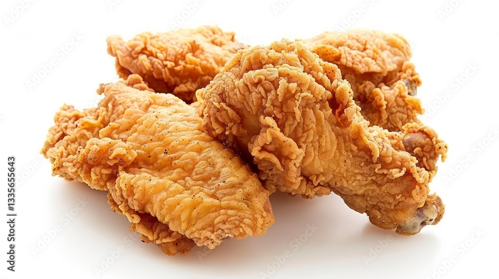 A close-up image of crispy, golden-fried chicken drumsticks piled together, ready to be served. A close-up image of crispy, golden-fried chicken drumsticks piled together, ready to be served.
