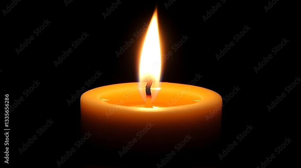 Single lit candle flame in darkness. Single lit candle flame in darkness.
