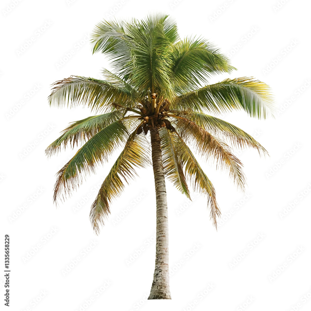 a coconut tree isolated on transparent and white background. a coconut tree isolated on transparent and white background.