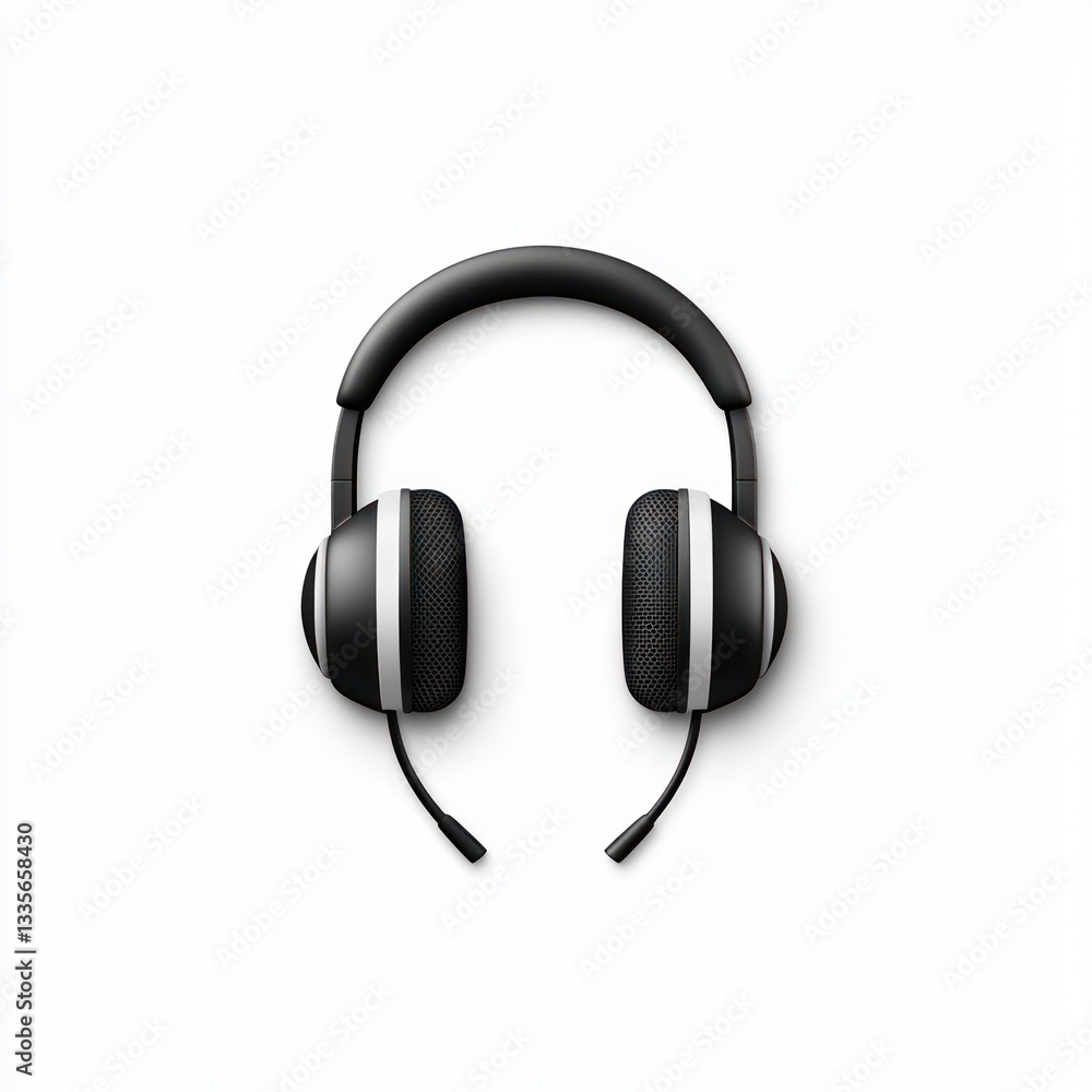 Minimalist 3D headset mic on solid white. Minimalist 3D headset mic on solid white.