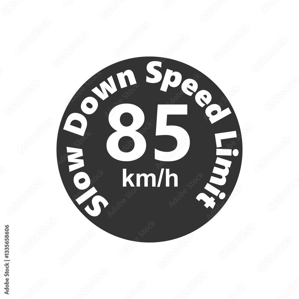 Fototapeta premium Slow Down Speed limit 85 km-h warning signage vector illustration work